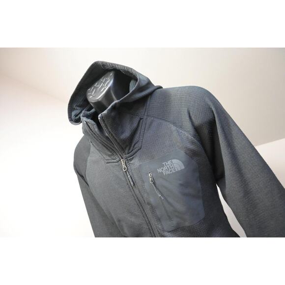 The North Face Hoodie Waffle Knit Thermal Full Zip Jacket Black Mens Size Large - Picture 1 of 12
